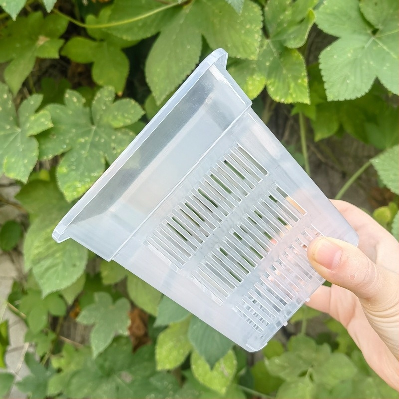 Kvadratna posuda za orhideje od guste prozračne plastike, ojačana konstrukcija, kontrola korijena, posuda za presađivanje Phalaenopsis i hidroponska košara