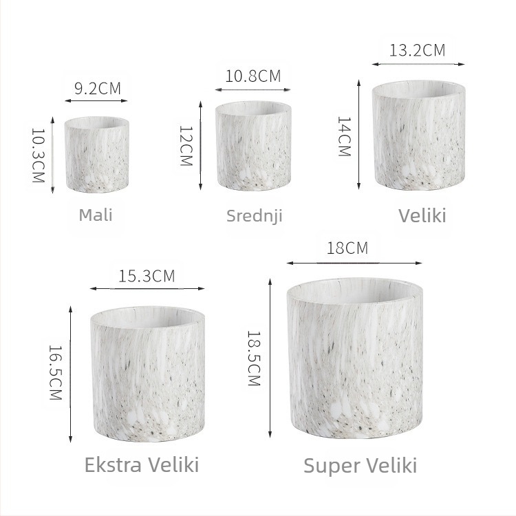 Ceramicna posuda za cvijeće s drveno-kamenskim uzorkom, lakirana površina, s pladnjem, za stolnu ili podnu upotrebu