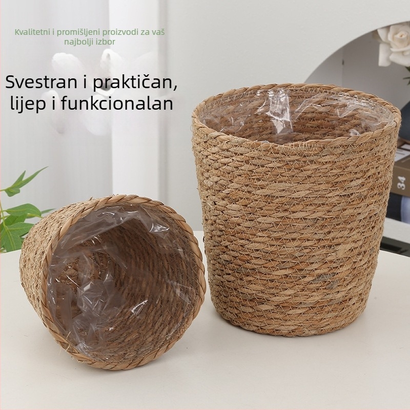 Set posuda za cvijeće, pleten od trstike i ljuski kukuruza, prozračan, pogodan za stol ili pod, skandinavski stil