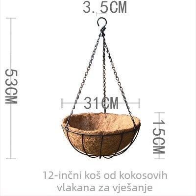 Viseći cvjetni koš, kružnog oblika, od željeznog umjetničkog materijala, europski stil, marka Create Season