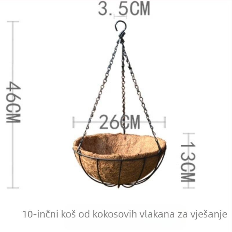 Viseći cvjetni koš, kružnog oblika, od željeznog umjetničkog materijala, europski stil, marka Create Season