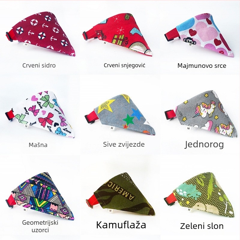 Aksesoari za kućne ljubimce: trokutasti bib za pse i mačke, tkanina, twill tkanina, šivanje, za sva godišnja doba