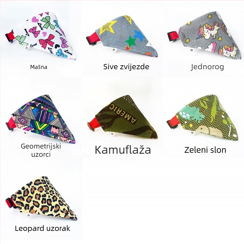 Aksesoari za kućne ljubimce: trokutasti bib za pse i mačke, tkanina, twill tkanina, šivanje, za sva godišnja doba