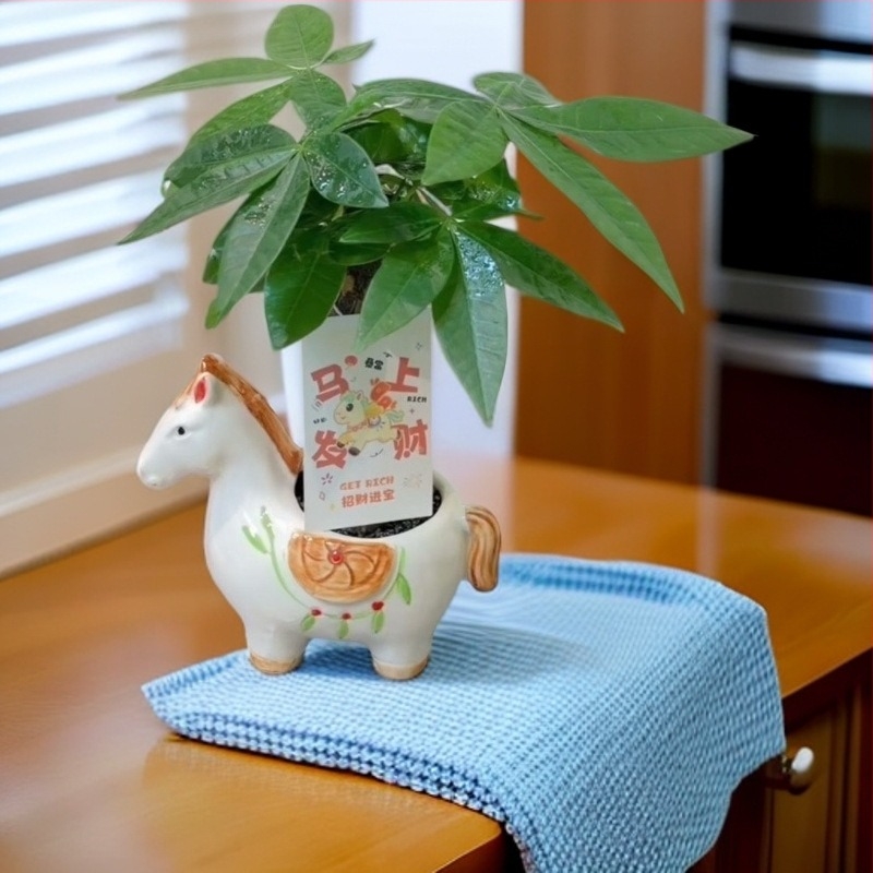 2026 model: keramički lonac za cvijeće s karikaturalnim stilom, ručno oslikan, štedi vodu i otporan na sušu, za stolnu upotrebu, pod ili stohovljiv