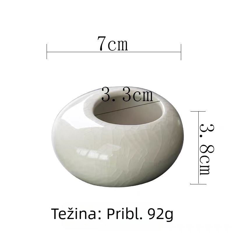 Mini okrugli plitki keramički lonac s glazurom ledenih pukotina, za sukulente, stolna posuda s otvorima