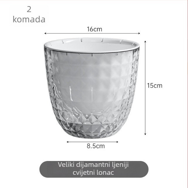 Plastični lonac za cvijeće za stol ili pod, jednopločno oblikovan, proziran, otporan na koroziju, štednja vode