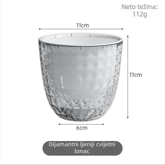 Plastični lonac za cvijeće za stol ili pod, jednopločno oblikovan, proziran, otporan na koroziju, štednja vode