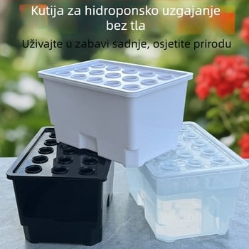 Hydroponični spremnik od plastike prehrambene klase, stolni ili podni, za kućno uzgajanje i balkonsko vrtlarenje.