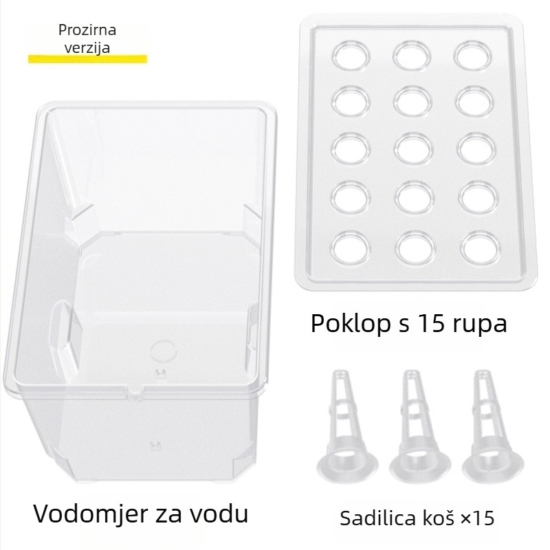Hydroponični spremnik od plastike prehrambene klase, stolni ili podni, za kućno uzgajanje i balkonsko vrtlarenje.