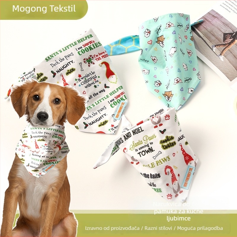 Trokutasti šal za pse, Ink attack, pamuk, cartoon uzorak, ravno tkanje, ispis