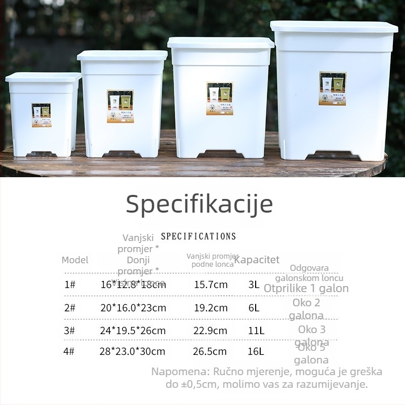 Plastični lonac za cvijeće, četvrtastog oblika, s kontrolom korijena, gusta smola, pogodan za ružu i klematis