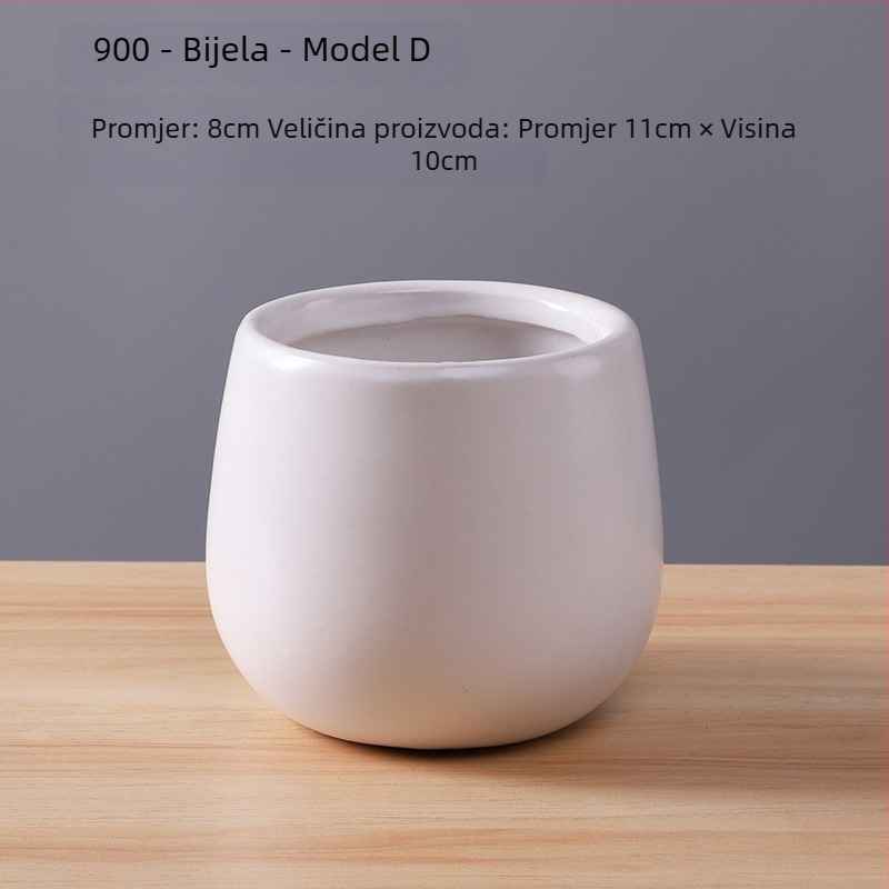 Keramički lonac za cvijeće, moderni minimalistički stil, otporan na koroziju, čvrst i izdržljiv, otporan na sušu, za stol ili pod
