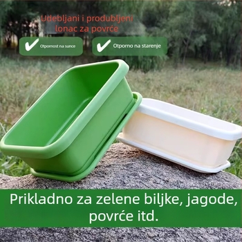 Pravougaona plastična posuda za uzgoj povrća, čvrsta i duboka, za unutarnji balkon i kućnu uporabu