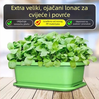 Pravougaona plastična posuda za uzgoj povrća, čvrsta i duboka, za unutarnji balkon i kućnu uporabu