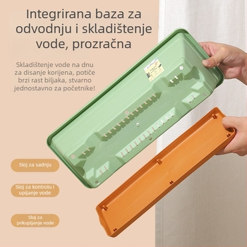 Pravokutni balkonski posuda za povrće – plastična posuda za unutarnje uzgoje s dugim pladnjem, posuda od smole za jagode i posuda za cvijeće