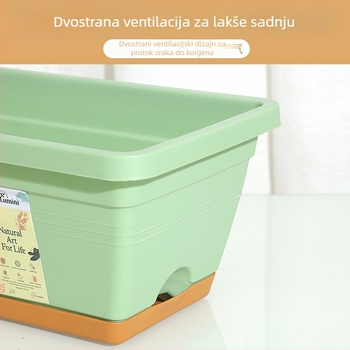 Pravokutni balkonski posuda za povrće – plastična posuda za unutarnje uzgoje s dugim pladnjem, posuda od smole za jagode i posuda za cvijeće