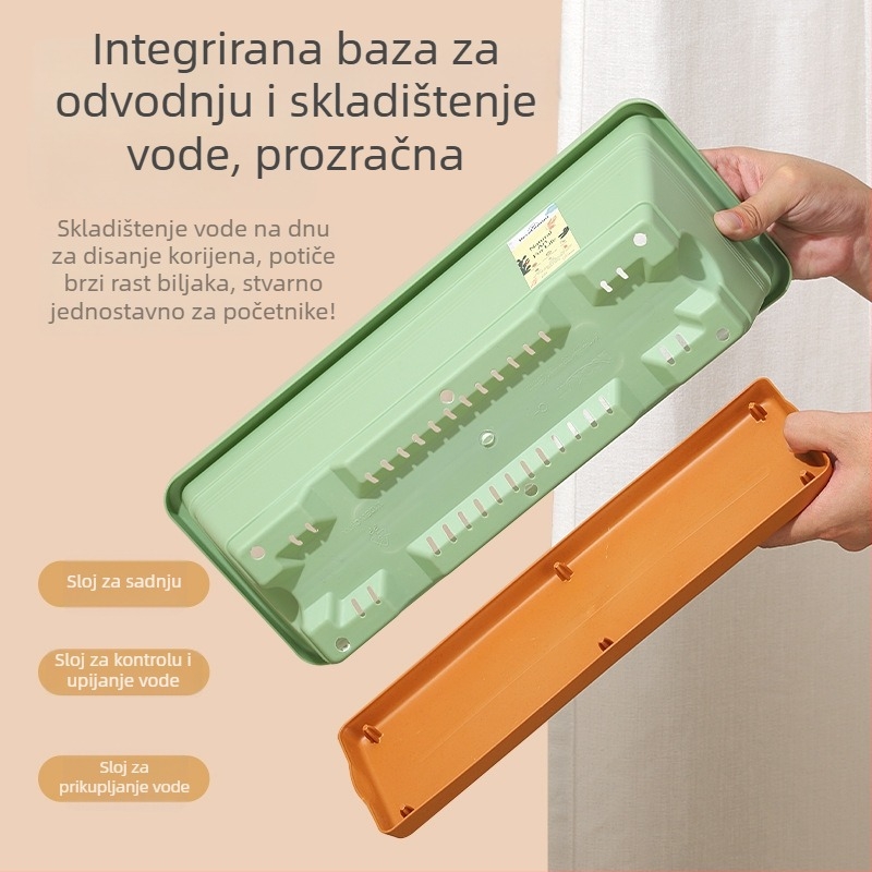 Pravokutni balkonski posuda za povrće – plastična posuda za unutarnje uzgoje s dugim pladnjem, posuda od smole za jagode i posuda za cvijeće