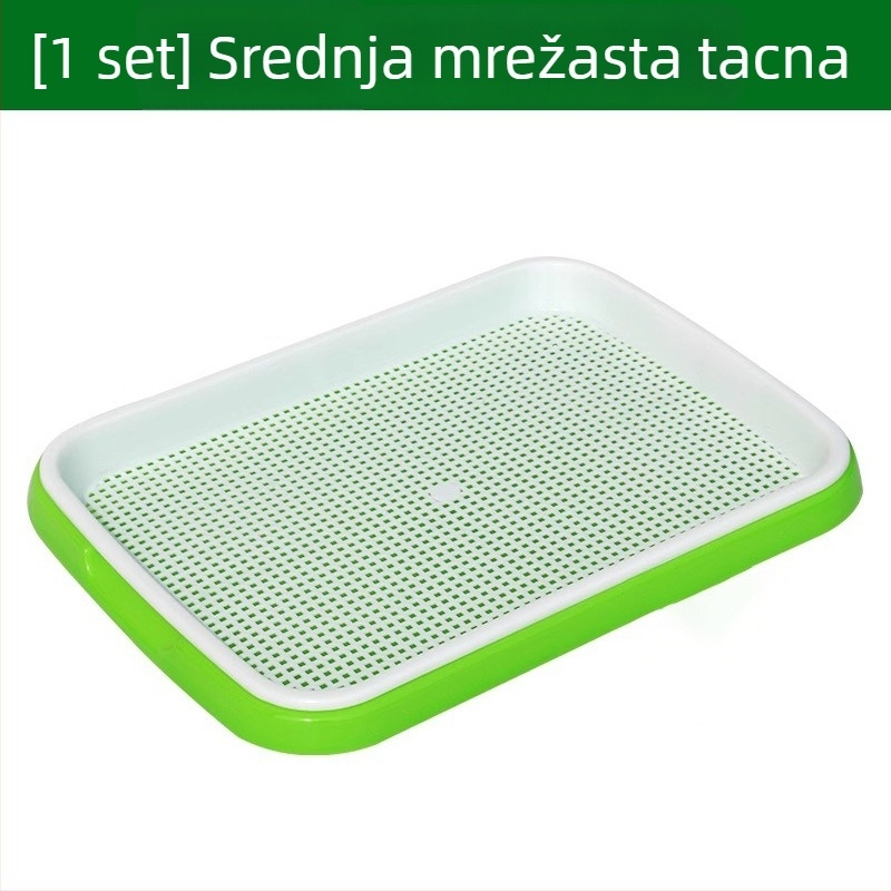 Tava za klijanje za balkonski uzgoj – hidroponsko uzgajanje povrća bez zemlje; klijanci graha, pšenice i češnjaka.