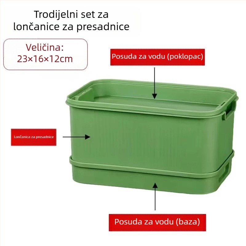 Tava za klijanje za balkonski uzgoj – hidroponsko uzgajanje povrća bez zemlje; klijanci graha, pšenice i češnjaka.