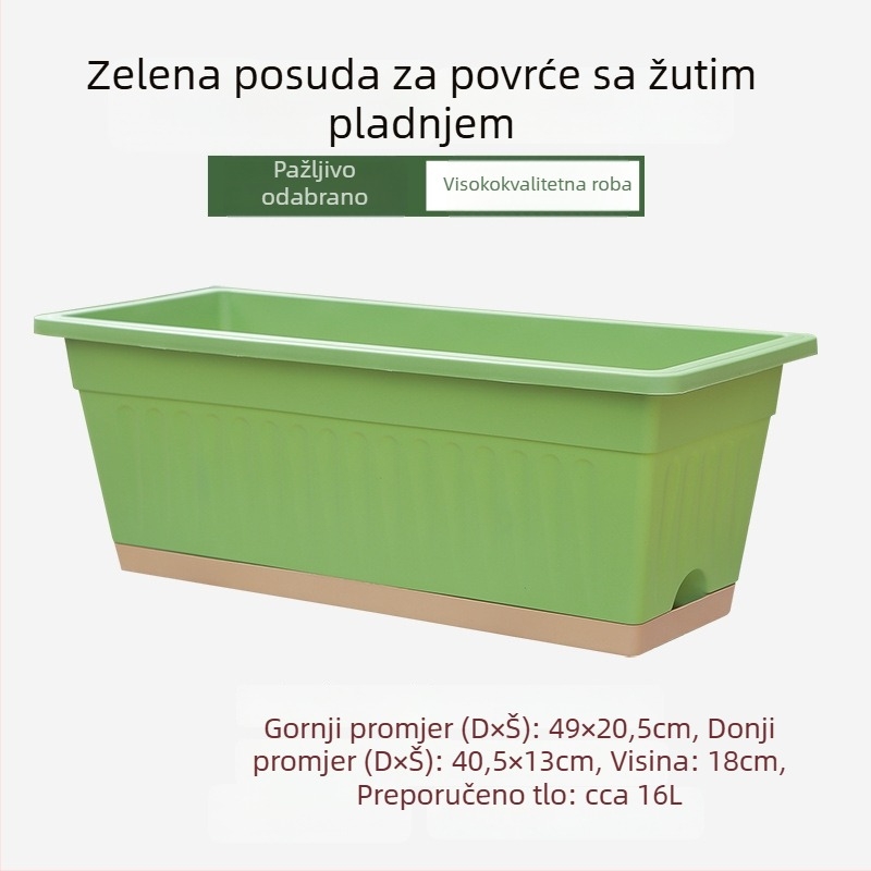 Pravokutna plastična posuda za sadnju povrća i jagoda — balkon, kućni vrt