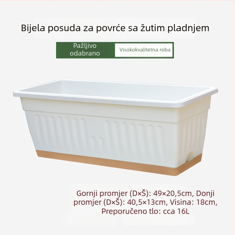 Pravokutna plastična posuda za sadnju povrća i jagoda — balkon, kućni vrt