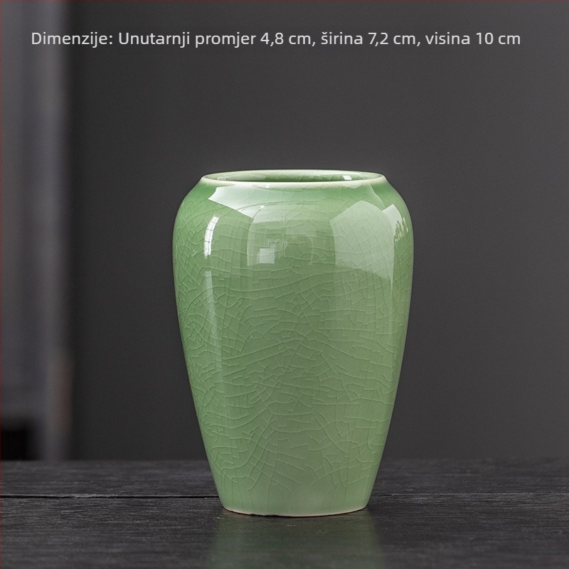 Kompaktna vintage keramička posuda za sukulente, prozračna, za stolni ili podnu upotrebu, s podloškom