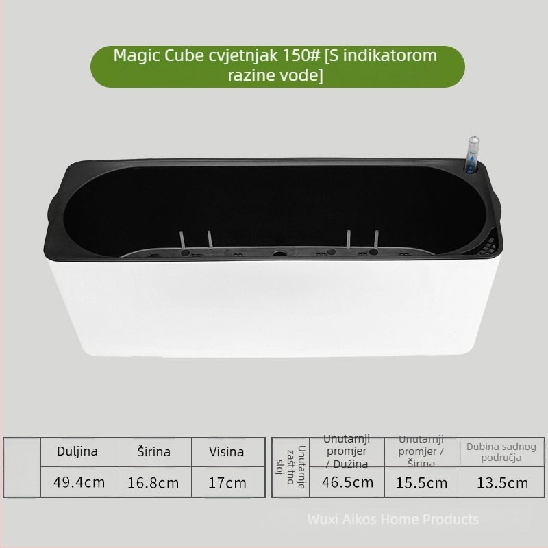 Posuda za biljke od plastike, s automatskim upijanjem vode, uštedom vode, injekcijski oblikovana, za zidnu, stolnu ili podnu upotrebu