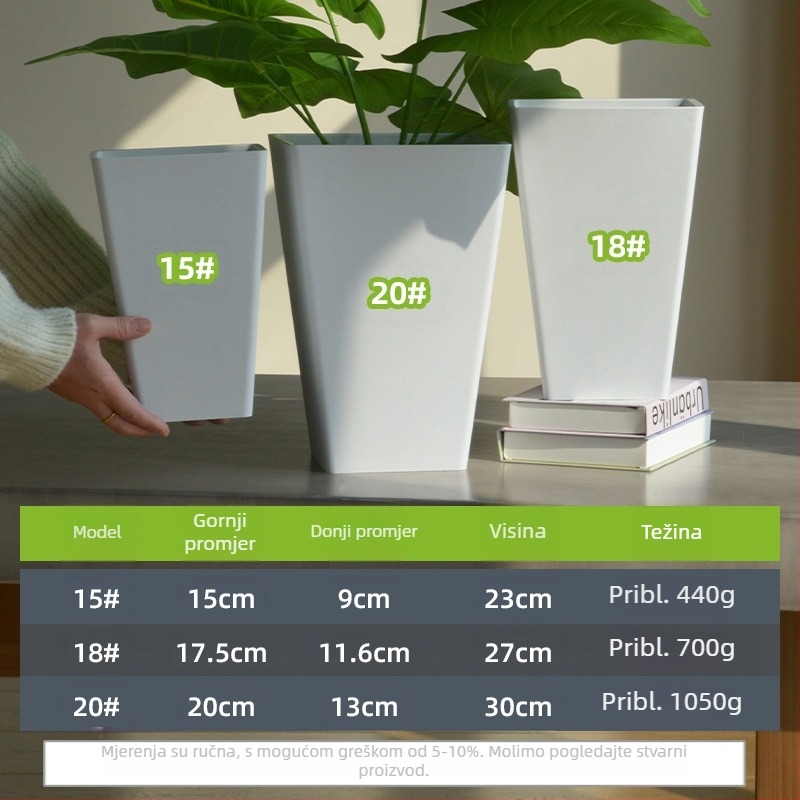 Minimalistička visoka kvadratna posuda od smole za Phalaenopsis, set kvadratnih visokih plastičnih saksija, ojačana saksija za sukulente.