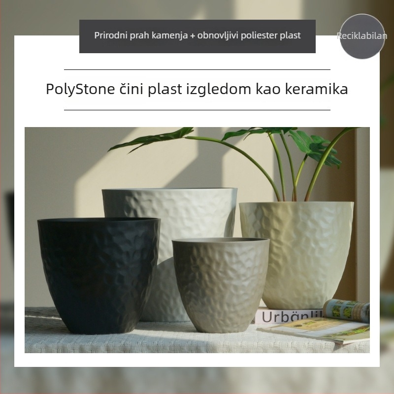 Plastična okrugla cvjetna posuda, otporna na deformacije, čvrsta i izdržljiva, za stolni ili podni rad (Materijal: Plastika; Oblik: Okruglo; Upotreba: Stol/pod; Otpor prema deformacijama; Trajnost)