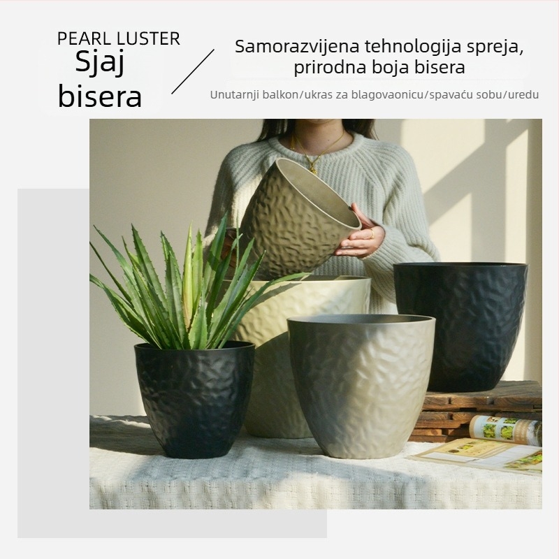 Plastična okrugla cvjetna posuda, otporna na deformacije, čvrsta i izdržljiva, za stolni ili podni rad (Materijal: Plastika; Oblik: Okruglo; Upotreba: Stol/pod; Otpor prema deformacijama; Trajnost)