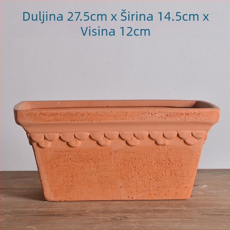 Kvadratna posuda od crvene gline za sukulente, skandinavski minimalistički dizajn, prozračna, ručno izrađena