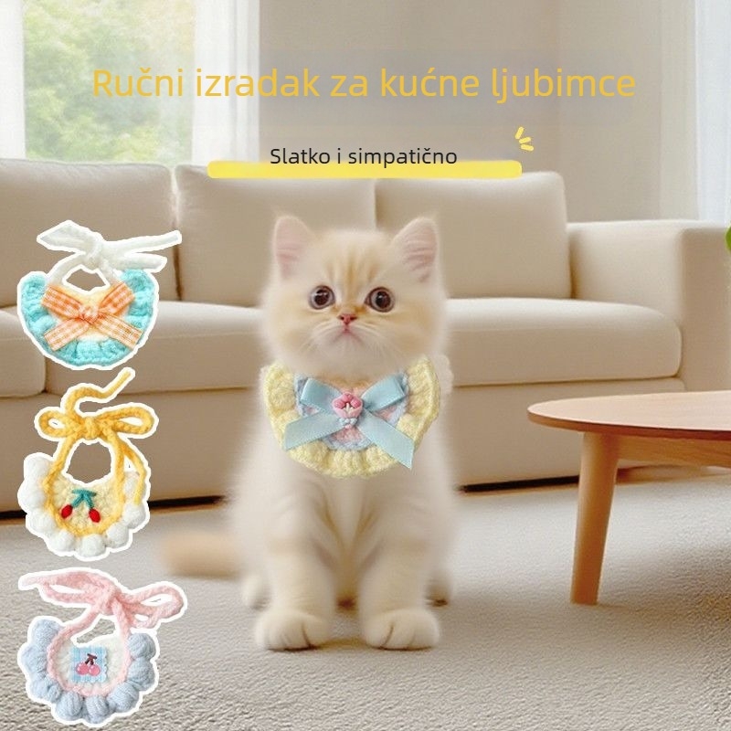 Mačji trokutasti šal od mohira – ručno pleteni, warp pletenje, ljetni dodatak