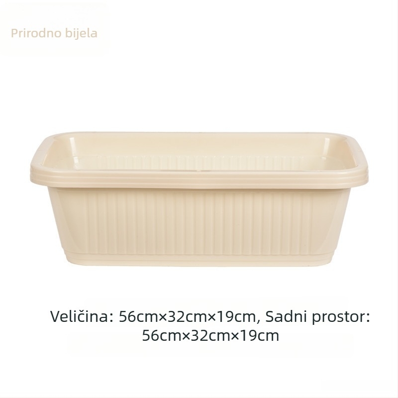 Pravougaoni plastični kutija za sadnju za balkon — kontejner za kućno vrtlarenje, stolna i podna upotreba, pastoralni stil