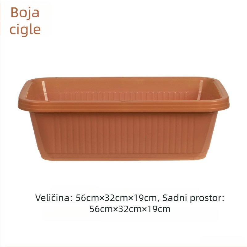 Pravougaoni plastični kutija za sadnju za balkon — kontejner za kućno vrtlarenje, stolna i podna upotreba, pastoralni stil