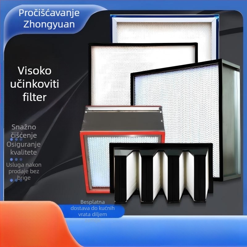 H13 visokoučinkoviti filter, otporan na visoke temperature, aluminijska legura, V‑tip filter zraka