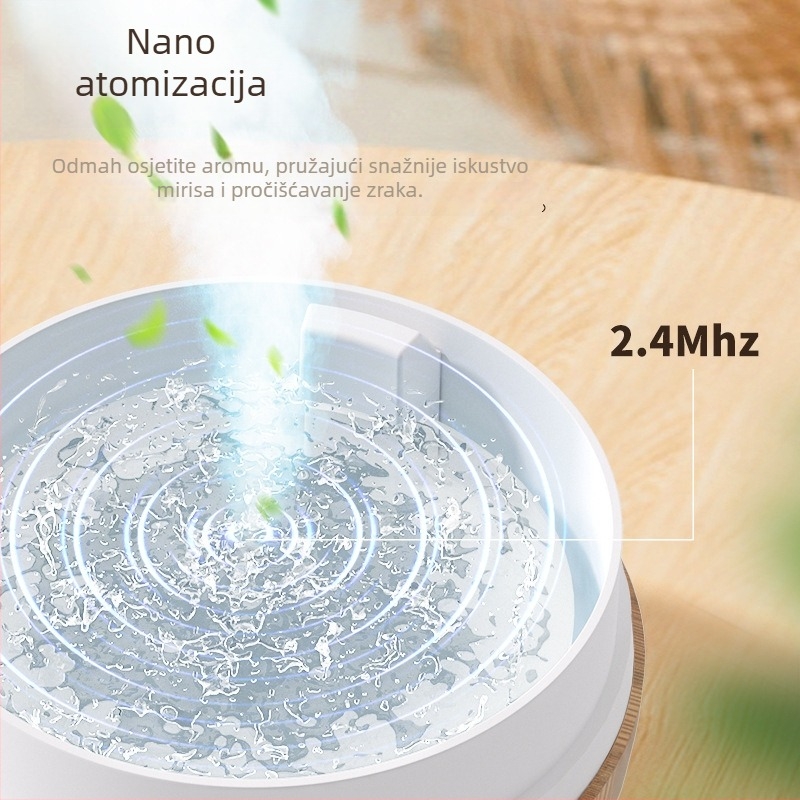 Kućni ovlaživač s aromaterapijom, ultrazvučni, USB napajanje, spremnik 0.5–1 L, pokrivenost 41–60 m², 1 izlaz magle, tajmer 2–8 sati