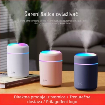 Ultrazvučni ovlaživač za automobil USB napajanje, 0,5 L spremnik, 1 izlaz magle, 2-8 sati tajmer, pročišćavanje zraka u vozilu