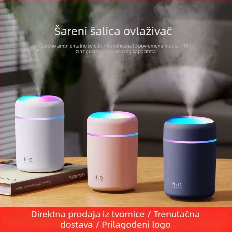 Ultrazvučni ovlaživač za automobil USB napajanje, 0,5 L spremnik, 1 izlaz magle, 2-8 sati tajmer, pročišćavanje zraka u vozilu