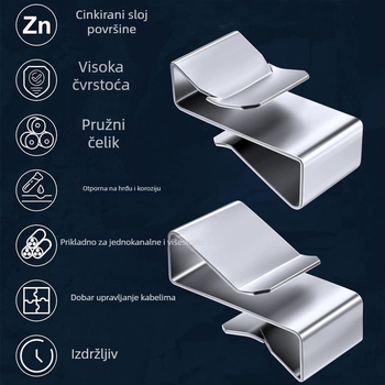 Klip za kabel za prikolicu, galvanizirana čelična opruga, model 0001, težina pakiranja 0,047 kg, 25 kom./paket