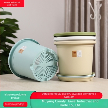 Cvjetni lonac, okrugli, plastični, minimalistički dizajn; za stolnu i podnu uporabu; pogodan za ured, dom i balkon - Huwei