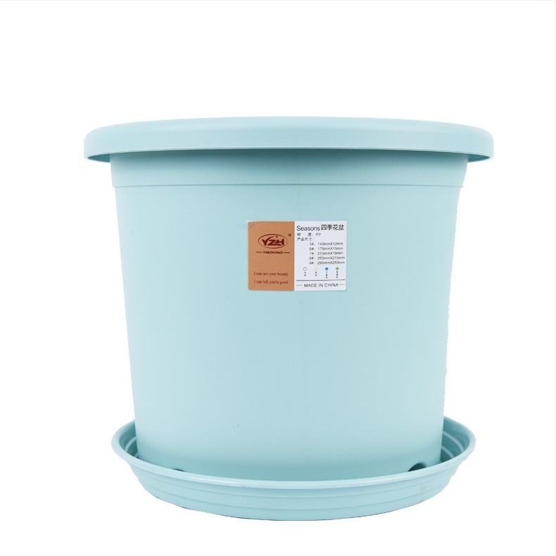 Cvjetni lonac, okrugli, plastični, minimalistički dizajn; za stolnu i podnu uporabu; pogodan za ured, dom i balkon - Huwei