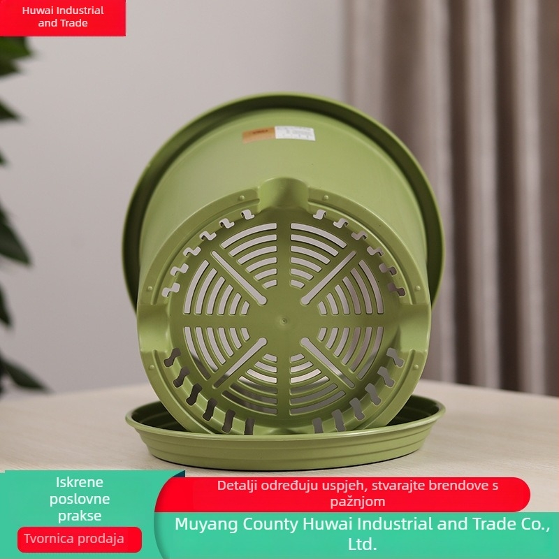 Cvjetni lonac, okrugli, plastični, minimalistički dizajn; za stolnu i podnu uporabu; pogodan za ured, dom i balkon - Huwei