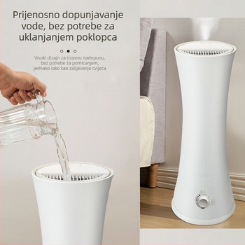 Kućni ovlaživač zraka: tiho djelovanje, velik spremnik vode 4.1–6.0 L, aromaterapija i pročišćavanje zraka, pogodan za prostorije 21–30 m², USB/AC napajanje, 10 W, 1 izlaz za maglu