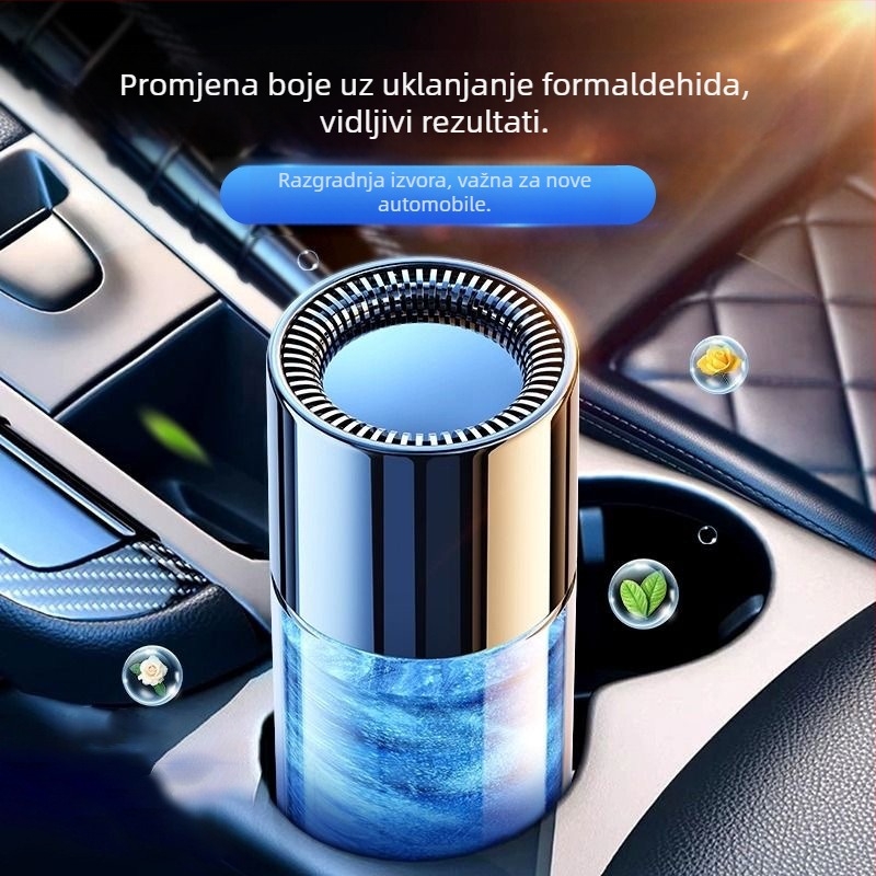 Cafele automobilski pročišćivač zraka i odstranjivač formaldehida s pastom za miris — za korištenje u vozilu, tišina ispod 36 dB, protok zraka 50 m³/h, upravljanje gumbom, pokriće 11–20 m², Energetska klasa 1