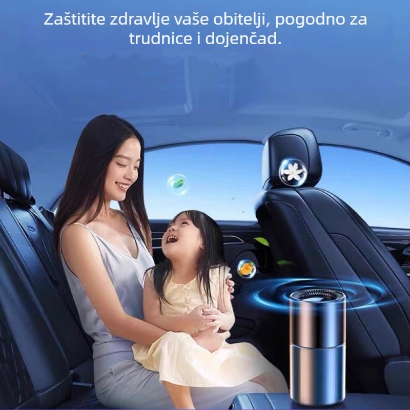 Cafele automobilski pročišćivač zraka i odstranjivač formaldehida s pastom za miris — za korištenje u vozilu, tišina ispod 36 dB, protok zraka 50 m³/h, upravljanje gumbom, pokriće 11–20 m², Energetska klasa 1