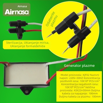 Plazma generator s dvostrukom glavom za pročišćivač zraka, 220V, uklanja formaldehid i mirise