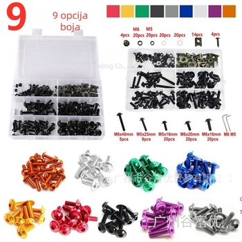 Gu Fuyou 177-dijelni set vijaka za kućišta motocikla, za ugradnju fairinga, vjetrobrana i ogledala, model V02, univerzalna kompatibilnost