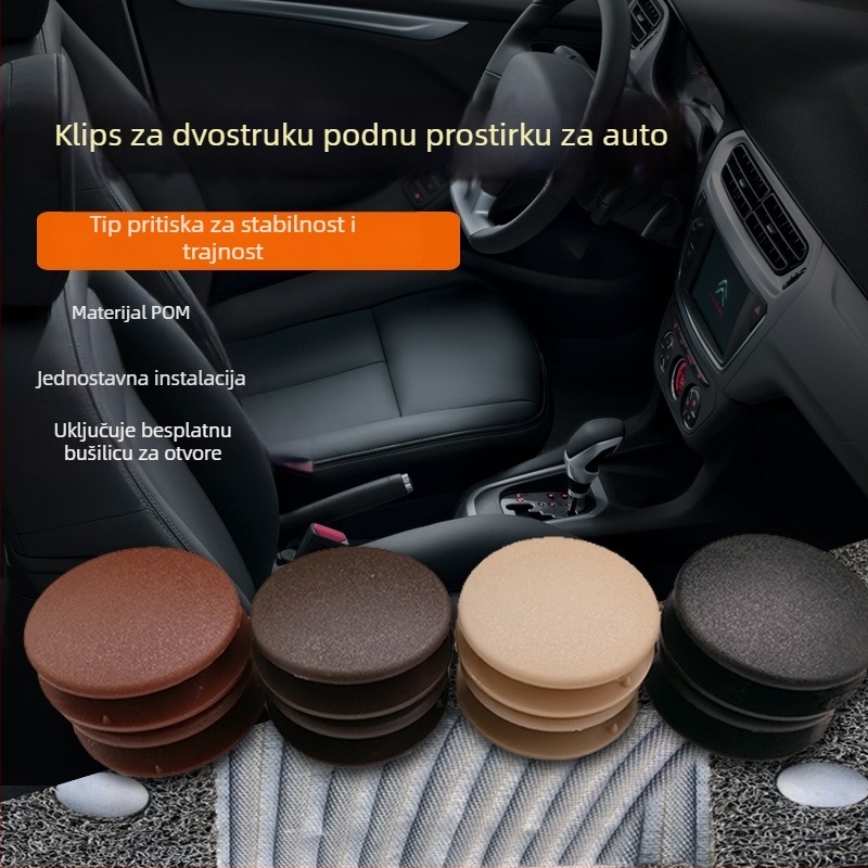 Univerzalna dvostruka prostirka za pod automobilom s fiksnim kopčama, odvojivim kopčama i protukliznom površinom