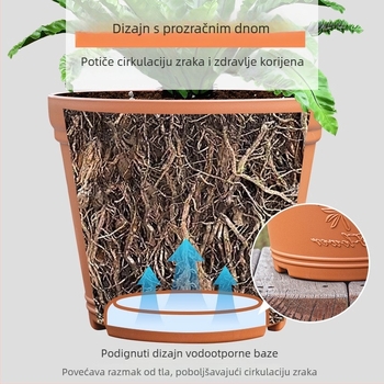 Planter od smole s reljefom keramike, prozračan, izdržljiv, velik balkon i dvorište, za ruže, hortenzije i voćke, dugotrajan dizajn kontrole korijena