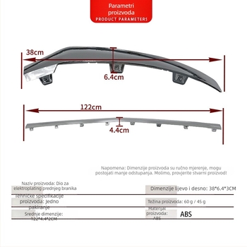 Kromirana dekorativna traka prednjeg branika za Mercedes-Benz GLC-W253, TYK, kompatibilan s GLC W253, dio 2538852700